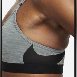 Nike Heather Gray and Black Sports Bra - SMALL